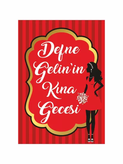 Kına Gecesi Karşılama Pano Gelin Konsept Gold Çerçeve Detaylı