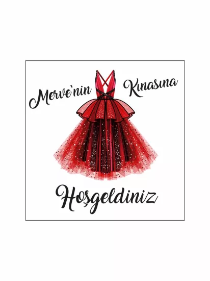Kına Gecesi Pist Kaplama Yer Afişi Modelleri ve Fiyatları | Beyaz Zemin Kırmızı Kına Elbisesi Hoşgeldiniz Konsept – Zajabaskı