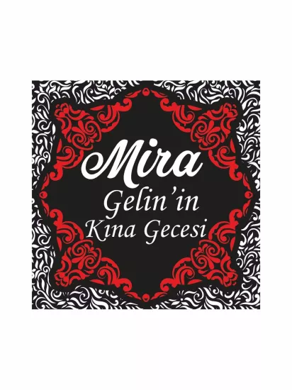 Kına Gecesi Pist Kaplama Yer Afişi Modelleri ve Fiyatları | Siyah Beyaz Damask Desenli Osmanlı Motifli Klasik Konsept – Zajabaskı