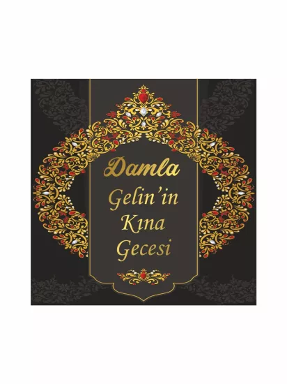 Kına Gecesi Pist Kaplama Yer Afişi Modelleri ve Fiyatları | Siyah Zemin Gold Osmanlı İşlemeli Lüks Saray Konsept – Zajabaskı