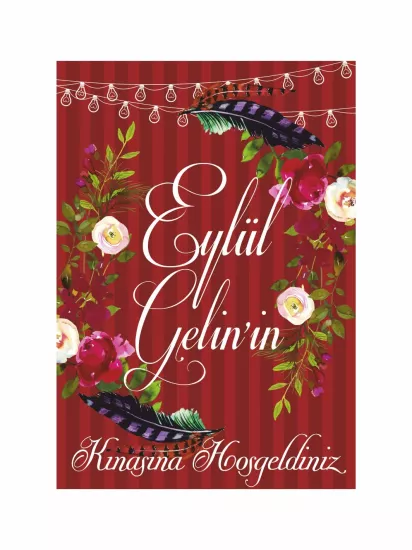 Kına Hatırası Karşılama Panosu Modelleri ve Fiyatları Boho Çiçek Konsept | Zajabaskı