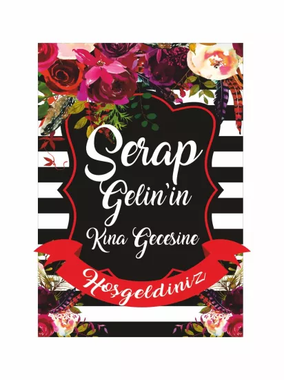 Kına Hatırası Karşılama Panosu Modelleri ve Fiyatları Boho Çiçek Konsept | Zajabaskı