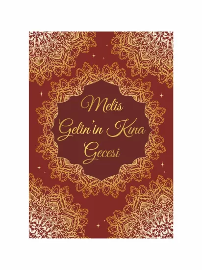 Kına Hatırası Karşılama Panosu Modelleri ve Fiyatları Bordo Gold Mandala Konsept | Zajabaskı