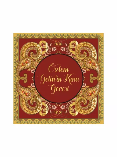 Kına Pist Kaplama Yer Afişi Bordo Gold Ottoman Desenli Klasik Konsept Gelin İsmi Özel Modelleri ve Fiyatları | Zajabaskı
