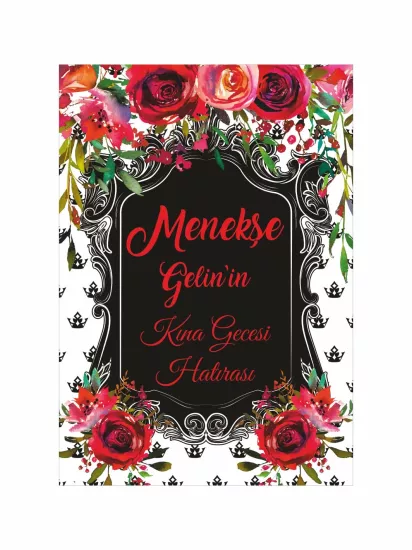 Kına Karşılama Panosu Modelleri ve Fiyatları Kırmızı Boho Çiçek Gelin Tema | Zajabaskı