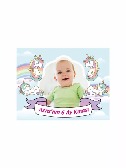 Kız Bebek Resimli 6 Ay Bebek Kınası Magnet Unicorn Tema Modelleri ve Fiyatları | Zajabaskı