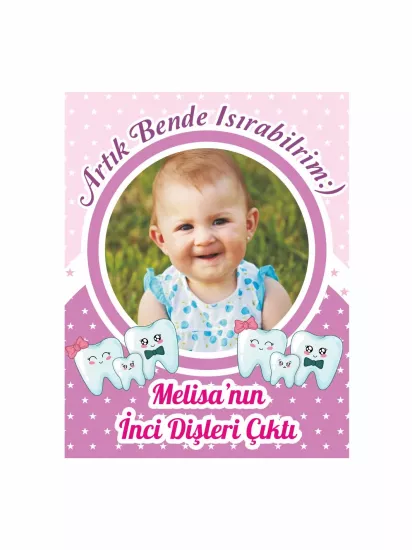 Kız Bebek Resimli Diş Partisi Magnet Pembe Mor Renk Tema Modelleri ve Fiyatları | Zajabaskı