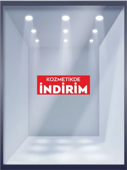 Kozmetikte İndirim Vitrin Folyo Baskısı Hazır Görsel | Zajabaskı
