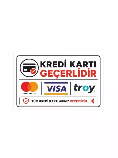 Kredi Kartı Geçerlidir Sticker Etiket 40x25 cm | Zaja Baskı
