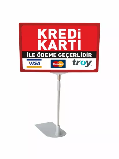 Kredi Kartı ile Ödeme Geçerlidir Ayaklı PVC Etiket Standı | ZajaBaskı