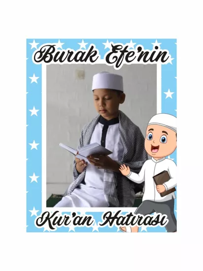 Kuran Hatırası Mavi Yıldızlı Çerçeveli Erkek Çocuk Magnet Modelleri ve Fiyatları | Zajabaskı