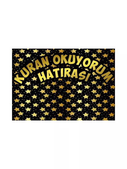 Zajabaskı | Gold Yıldız Desenli Siyah Kur’an Okuyorum Hatırası Afişi