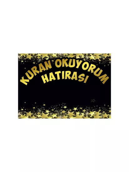 Zajabaskı | Gold Yıldızlı Siyah Kur’an Okuyorum Hatırası Afişi