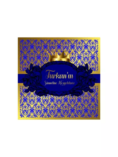 Lacivert Gold Osmanlı Desenli Taçlı Premium Sünnet Pist Kaplama Yer Afişi Modelleri ve Fiyatları