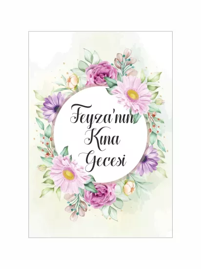 Kına Karşılama Panosu Modelleri ve Fiyatları Lila Soft Çiçek Çerçeve | Zajabaskı