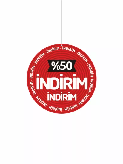 Mağaza Dönkartı Yüzde 50 İndirim Yazılı Çift Yön Baskılı 30x30 Modelleri ve Fiyatları | ZajaBaskı