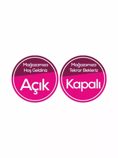 Mağaza İşyeri Dükkan Açık Kapalı Levhası Pembe Mor Renk 30x30 Modelleri ve Fiyatları | Zajabaskı