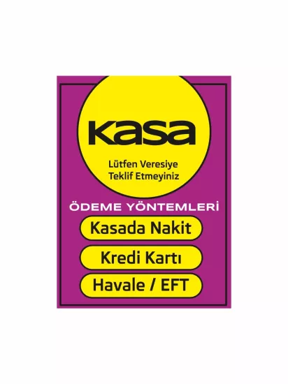 Zajabaskı – Mağaza İşyeri Dükkan Kasa Levhası Mor Sarı Renk 40x30 cm