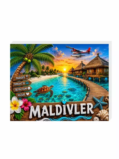 Maldivler Buzdolabı Süsü Magnet | Maldivler Hatıra Magnet | ZajaBaskı