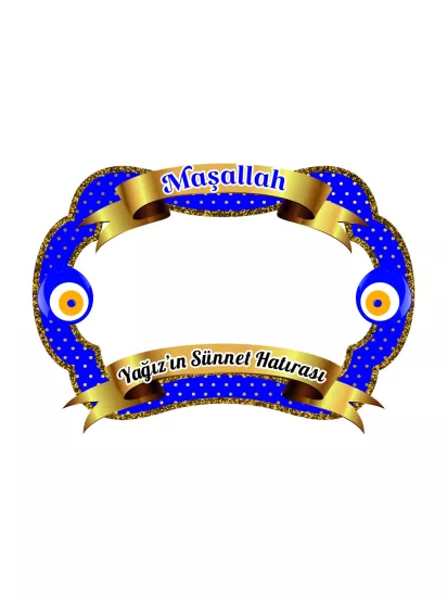 Maşallah Yazılı Lacivert Sünnet Hatıra Çerçevesi Modelleri ve Fiyatları – Nazar Boncuklu İsimli Sünnet Anı Panosu