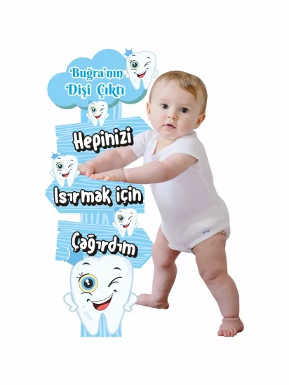 Mavi Yön Tabelası Temalı Diş Buğdayı Partisi Fotoğraflı Ayaklı Pano Modelleri ve Fiyatları | Zajabaski