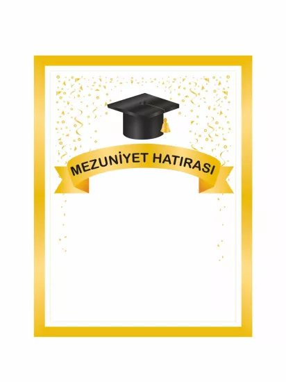Mezuniyet Arka Fon Hatırası Afişi Beyaz Gold Renk Kep Detaylı Modelleri ve Fiyatları | ZajaBaskı