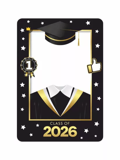 Class Of 2026 Mezuniyet Hatıra Çerçevesi Siyah Gold Kep Temalı 100x70 | Zajabaskı