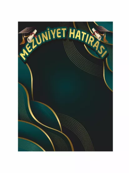 Zajabaskı Mezuniyet Kutlama Afişi Modelleri ve Fiyatları | Yeşil Gold Tema Arka Fon