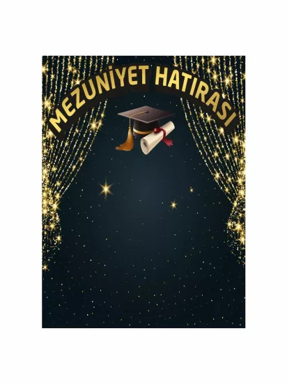 Zajabaskı Mezuniyet Partisi Kutlama Afişi Modelleri ve Fiyatları | Kep Diploma Yıldızlı Perde Tema