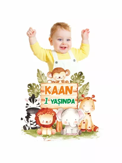 Neşeli Hayvanlar Temalı Safari Doğum Günü Parti Panosu Modelleri ve Fiyatları | Zajabaskı