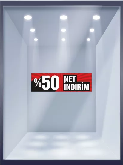 Net %50 İndirim Vitrin Folyosu Hazır Görselleri | Zajabaskı