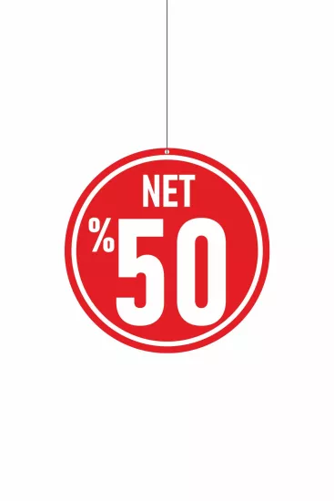 Net %50 Yazılı Mağaza Dönkartı Kırmızı Zeminli Modelleri ve Fiyatları | Zajabaskı