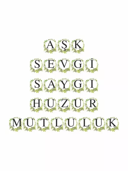 Nikah Hatıra Flama Banner Süsü Yeşil Naturel Çiçek Çerçeve Tema Modelleri ve Fiyatları