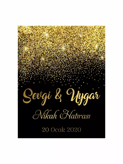 Nikah Söz Nişan Düğün Hatıra Magneti Siyah Zemin Gold Parlak Simli Lüks Konsept Modelleri ve Fiyatları | Zajabaskı