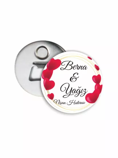 Nişan Hatırası Açacak Magnet Kalp Çerçeve Konsept | 58mm Magnet Açacak | Zajabaskı
