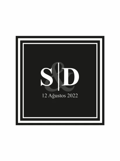 Nişan Söz Kına Düğün Pist Yer Kaplama Afişi Siyah Zemin Beyaz Çerçeveli Initial Harfli Tarihli Modern Minimal Tema Modelleri ve Fiyatları | Zajabaskı