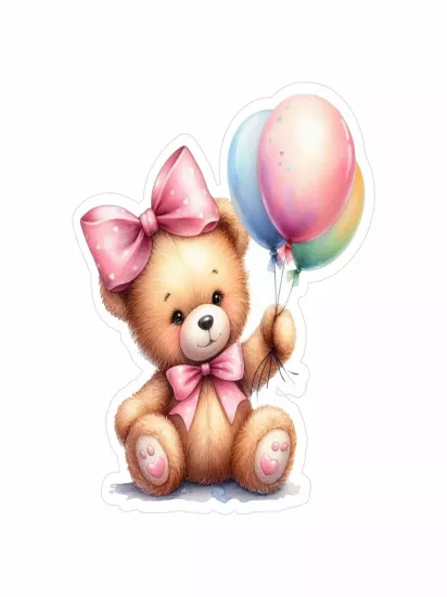 Pembe Fiyonklu Ayıcıklı Balon Baby Shower Doğum Günü Maket Pano Modelleri ve Fiyatları | Zajabaskı