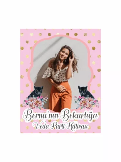 Pembe Gold Puantiyeli Bekarlığa Veda Partisi Afişi Floral Cat Modelleri ve Fiyatları | Zajabaski.com
