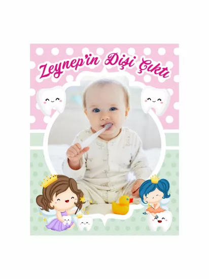 Resimli Kız Bebek Dişi Çıktı Magnet Perili Dişler Tema Modelleri ve Fiyatları | Zajabaskı