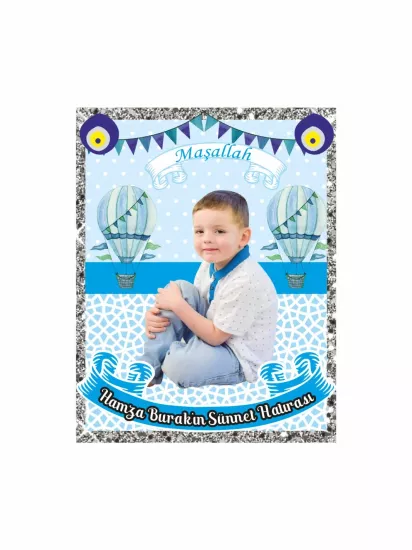 Zajabaskı Resimli Sünnet Magnet Modelleri ve Fiyatları Mavi Uçan Balon Maşallah Temalı