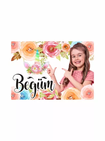 Resimli Unicorn Tema Kız Çocuk Doğum Günü Afişi | Zajabaskı