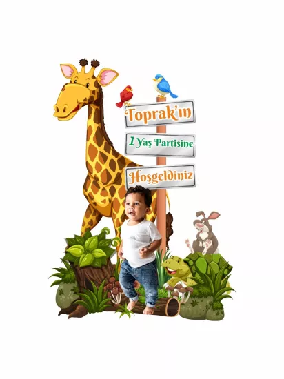 Safari Konsept Erkek Çocuk Doğum Günü Ayaklı Pano Modelleri ve Fiyatları | Zajabaskı