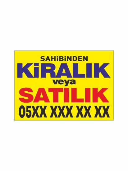 Sahibinden Kiralık veya Satılık Afişi Sarı Zeminli Branda Vinil Baskı Modelleri ve Fiyatları | Zajabaskı