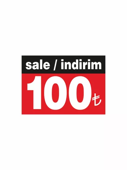 Sale İndirim 100 TL Yazılı PVC Fiyat Etiketi Modelleri ve Fiyatları | ZajaBaskı