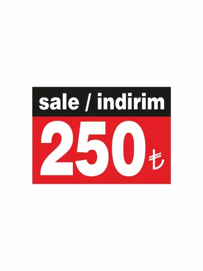 Sale İndirim 250 TL Yazılı PVC Kaplama Fiyat Etiketi Modelleri ve Fiyatları | ZajaBaskı
