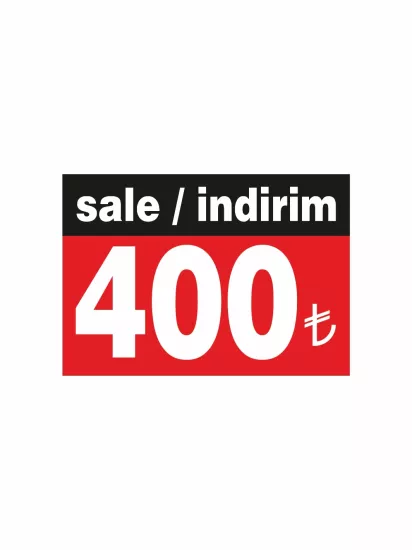 Sale İndirim 400 TL Yazılı PVC Kaplama Fiyat Etiketi Modelleri ve Fiyatları | ZajaBaskı