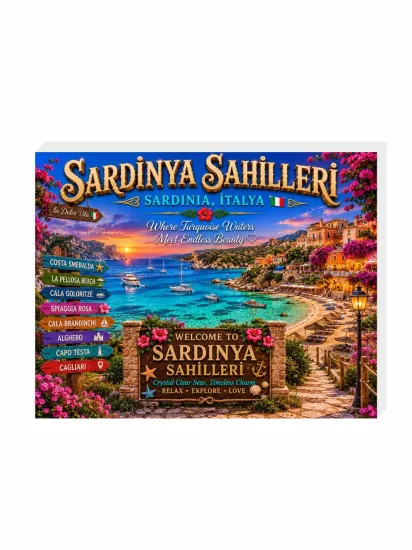 Sardinya Sahilleri Buzdolabı Süsü Magnet | Sardinya Hatıra Magnet | ZajaBaskı
