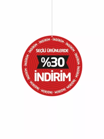 Seçili Ürünlerde Yüzde 30 İndirim Yazılı Mağaza Dönkartı Çift Yön Baskılı 30x30 Modelleri ve Fiyatları | ZajaBaskı
