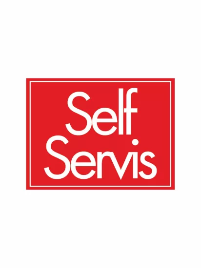Zajabaskı – Self Servis Uyarı Levhası 40x30 cm | Mağaza ve İşyeri İçin