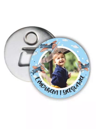 Sevimli Uçaklar Doğum Günü Açacak Magnet 58mm | ZAJABASKI